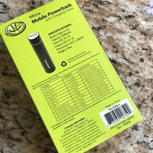 Gear head Micro Mobile Powerbank with Charging Cable NEW - Picture 6 of 7